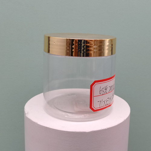 68-tooth transparent plastic wide-mouth bottle 100ml electroplated gold cap plastic bottle mud film cosmetic jar cream jar