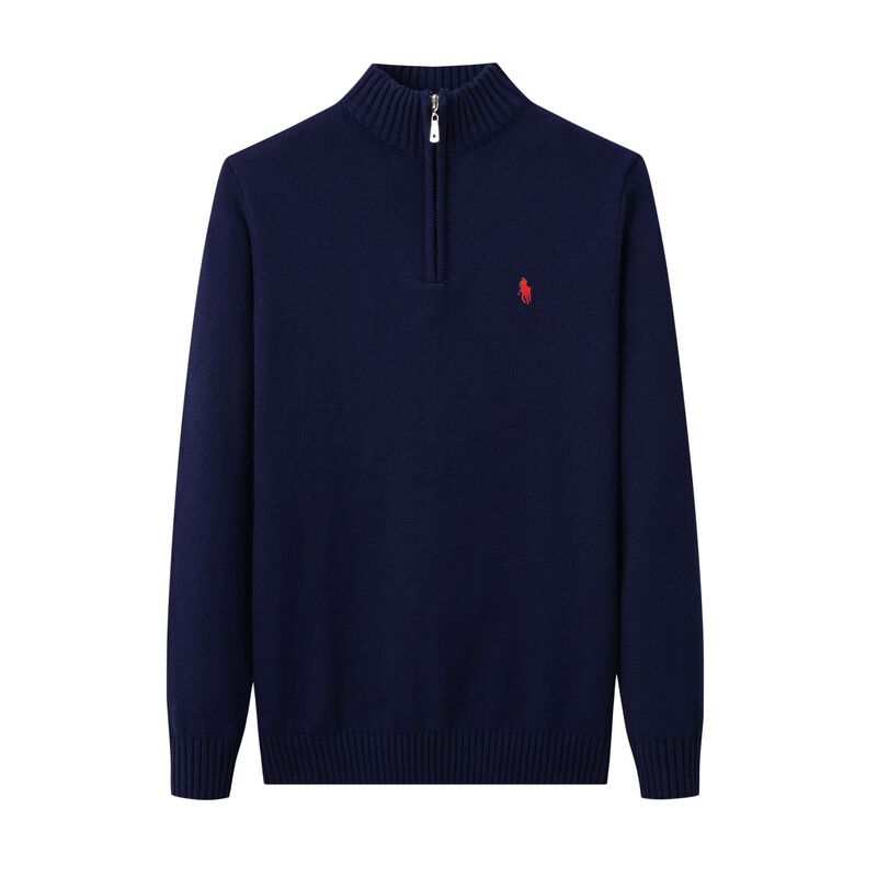 Autumn and winter new RL pony logo men's sweater stand collar zipper pullover Paul sweater men's cotton embroidered sweater