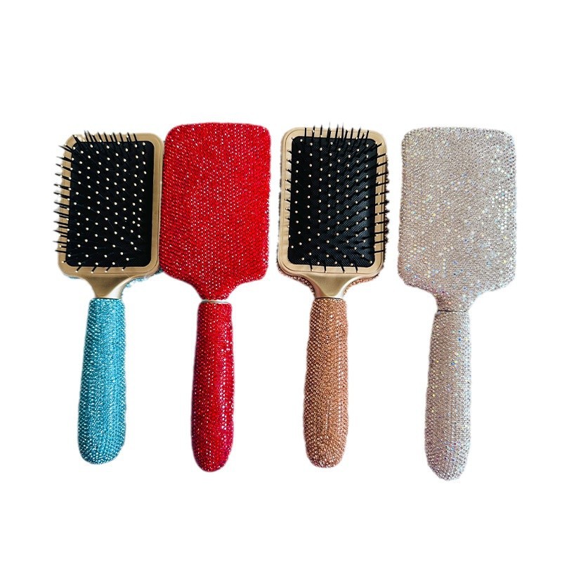 Pein de bolsa de aire ligero de lujo de mango largo creativo de diamante antiestático pein de masaje de cabello de aire de cabello de fabricación directa venta transfronteriza