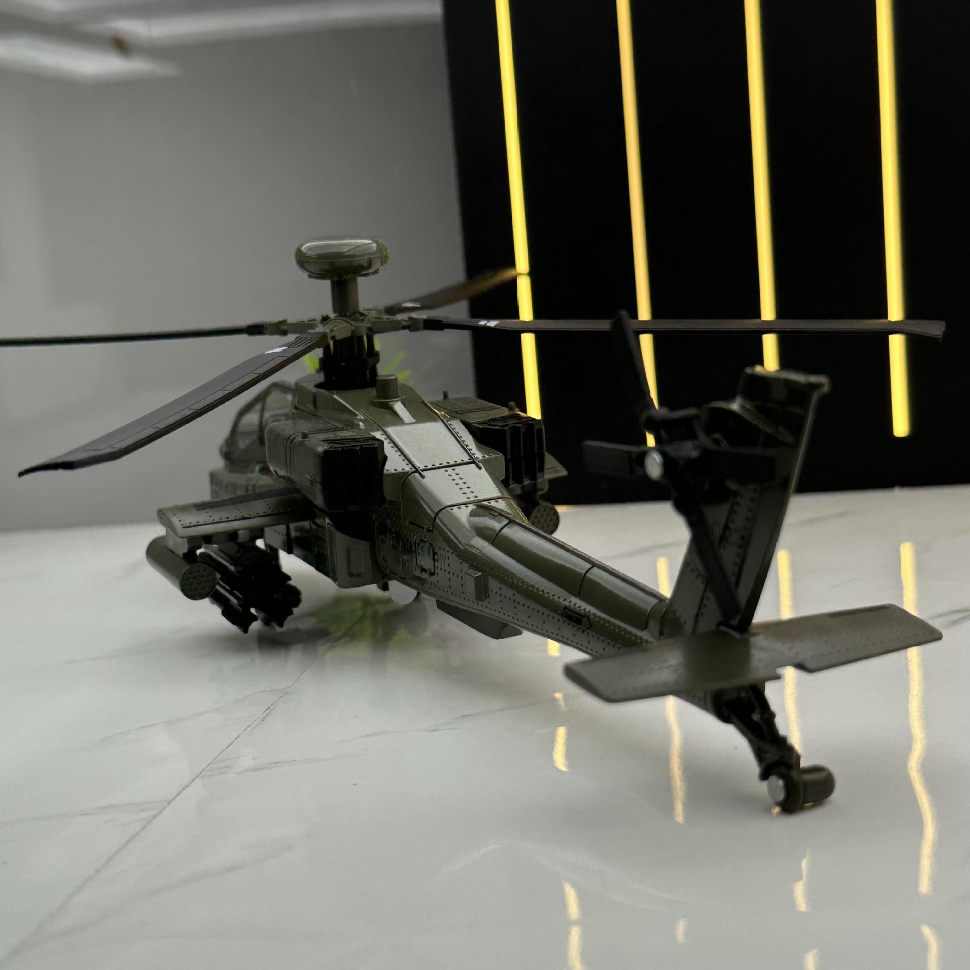 Huayi aleación 1:32 Apache helicóptero deslizante luz sonido juguete modelo de aviones decoración colección