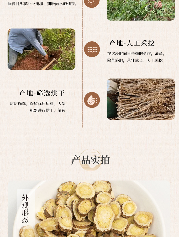 Premium Wild Hong Qi Red Astragalus Large Slices Dried Root for Decoction and Tea quality and texture