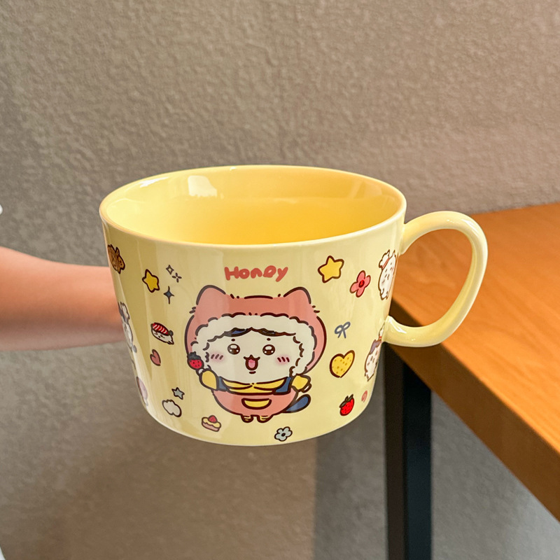 かわいいウサキ小八陶磁器泡麺カップ蓋付き学生寮用食器大容量ナット粉ボウルスープボウル|undefined