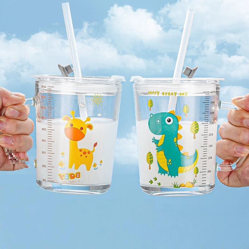 Чашка для молока, детская чашка для весов, чашка для завтрака, чашка для молока, детская стеклянная чашка для приготовления сухого молока с соломинкой