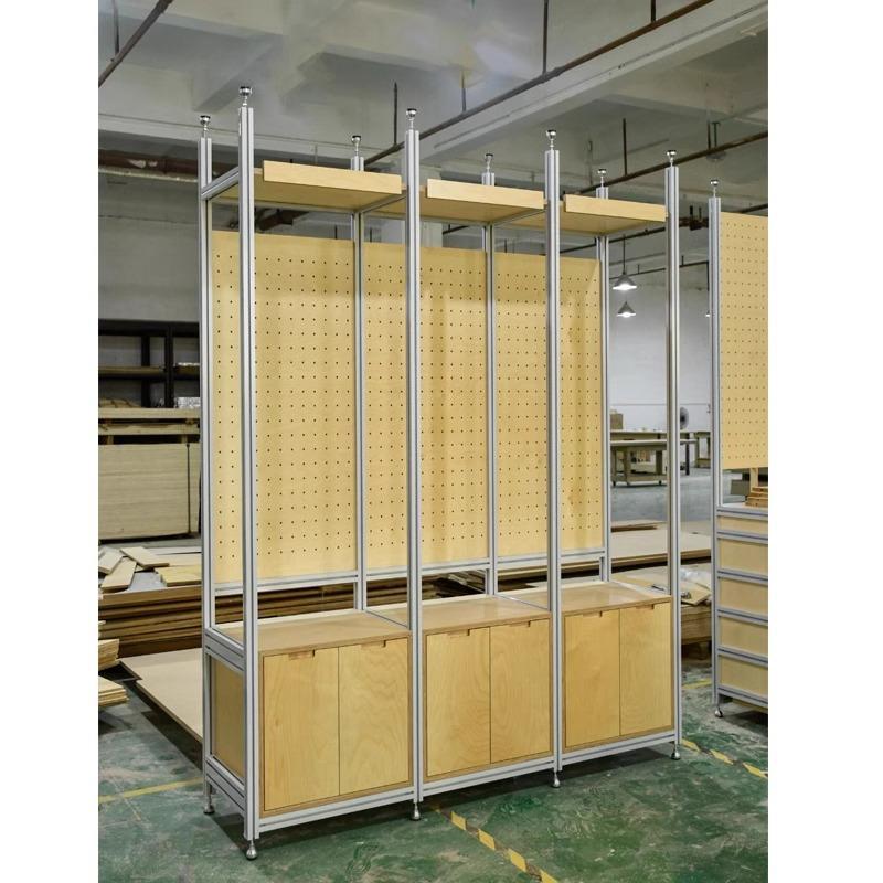 海洋板洞洞板收纳置物架展示柜咖啡角买手店铝型材工业风陈列货柜