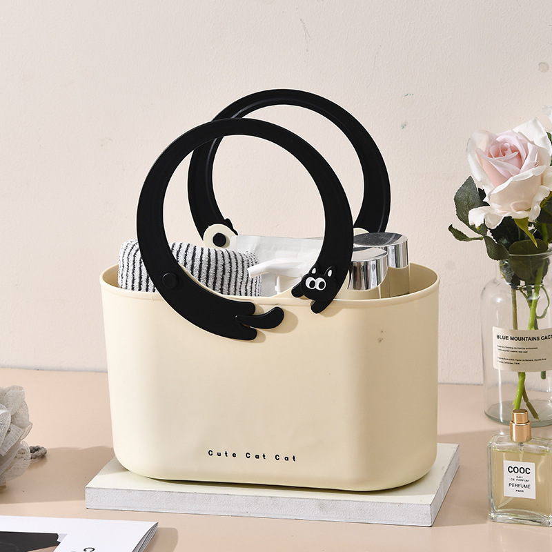 Cesta de baño de la serie de gatos Cesta de almacenamiento de baño Cesta de almacenamiento de bocadillos de picnic Cesta de almacenamiento de bocadillos Cesta de almacenamiento de viento adorable Cesta de almacenamiento de mano