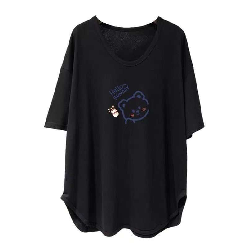 ファットmm 150kg ゆったり大きいサイズ ミドル丈 UVカラー 半袖 Tシャツ レディース 夏新作 韓国版 痩身お腹カバートップ|undefined