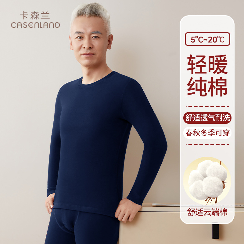 Middle-Aged and Elderly Autumn Clothes and Long Pants Pure Cotton Long-Sleeved Pants Men's Thin Elderly Dad Cotton Thermal Intimates Set