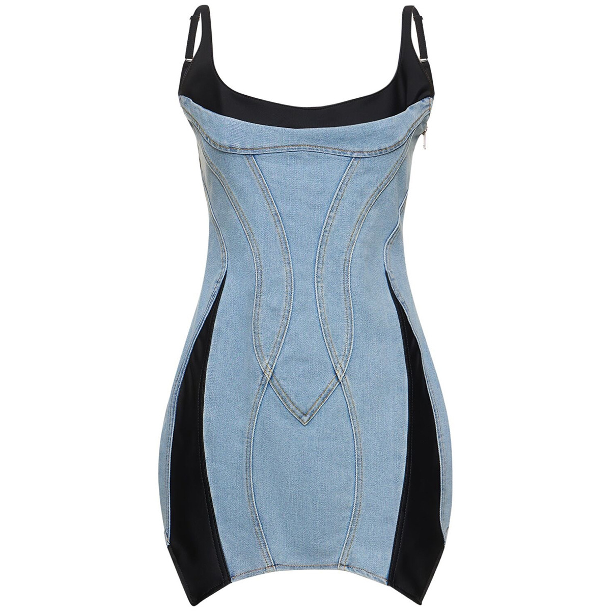 Women's Clothing personality adjustable shoulder strap irregular suspender skirt new summer style contrast color stitching waist slimming dress_voghion.com