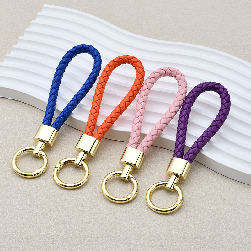 high quality PU braided rope car key chain simple cup pendant school bag key chain motorcycle key ring