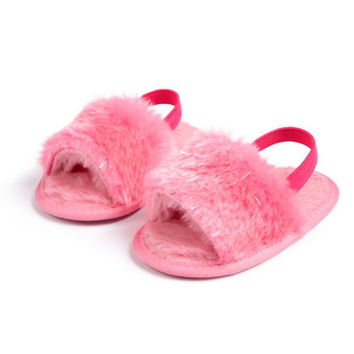 Bestselling Cross-border Soft Sole Breathable Baby Shoes Infant Shoes 0-1 Years Simple Elastic First Walking Shoes Plush Slippers Wholesale