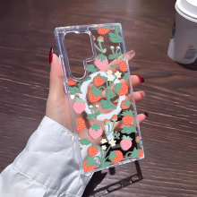 夏季小清新草莓三星手机壳适用S25至尊版防摔Galaxy磁吸透明壳S24