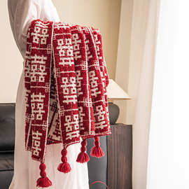 百喜毯结婚礼盒装 喜庆送新娘毛毯 新婚半边绒毯子高级订婚礼物