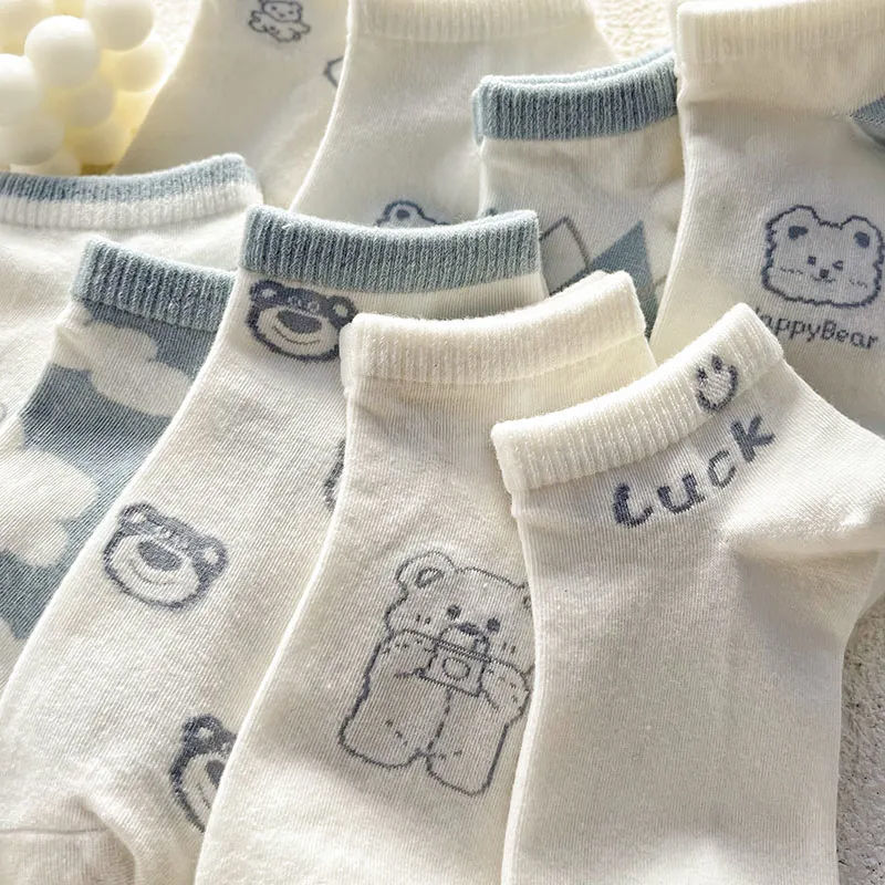 Sweat-absorbent Socks Women's Short Socks Non-slip All-match Spring and Summer Student Socks Cute Japanese Cartoon Shallow Mouth Short Socks
