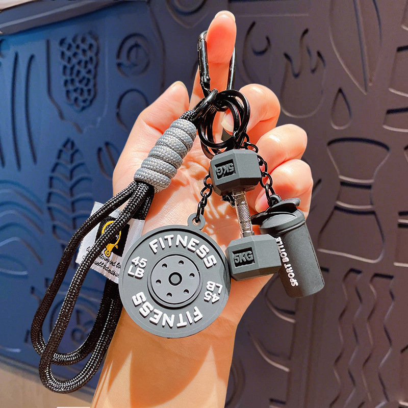 Trendy Sports Barbell Keychain, Sports Training Dumbbell, Water Cup, Gym Peripheral Gifts, Backpack Pendant Wholesale