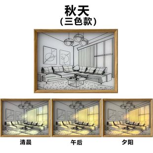 三色灯光画发光画抖音淘宝亚马逊爆款床头LED发光装饰画ins风-阿里巴巴