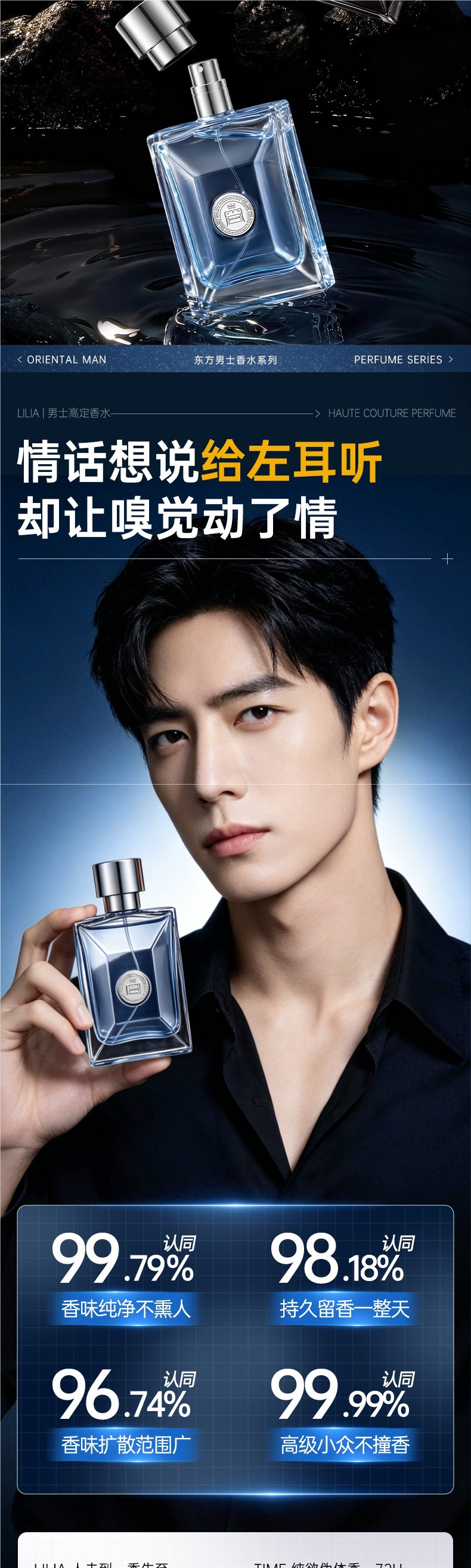 Men's Perfume 72 Long-Lasting Light Fragrance Azure Ebony Cologne Woody Tone, Authentic Luxury Brand, Other Luxury Brands for Women