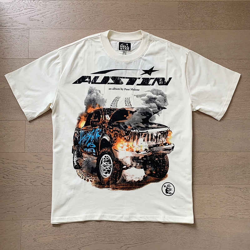 美潮地獄の星insと同じレトロなプリント上着男女のカジュアルなファッション綿の水洗い半袖tシャツ|undefined