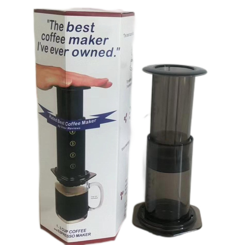 Hand-Pressed Coffee Pot, Portable New Model, Pressurized Coffee Maker, Mini Hand-Pressed Outdoor American-Style Hand-Pressed Coffee Maker