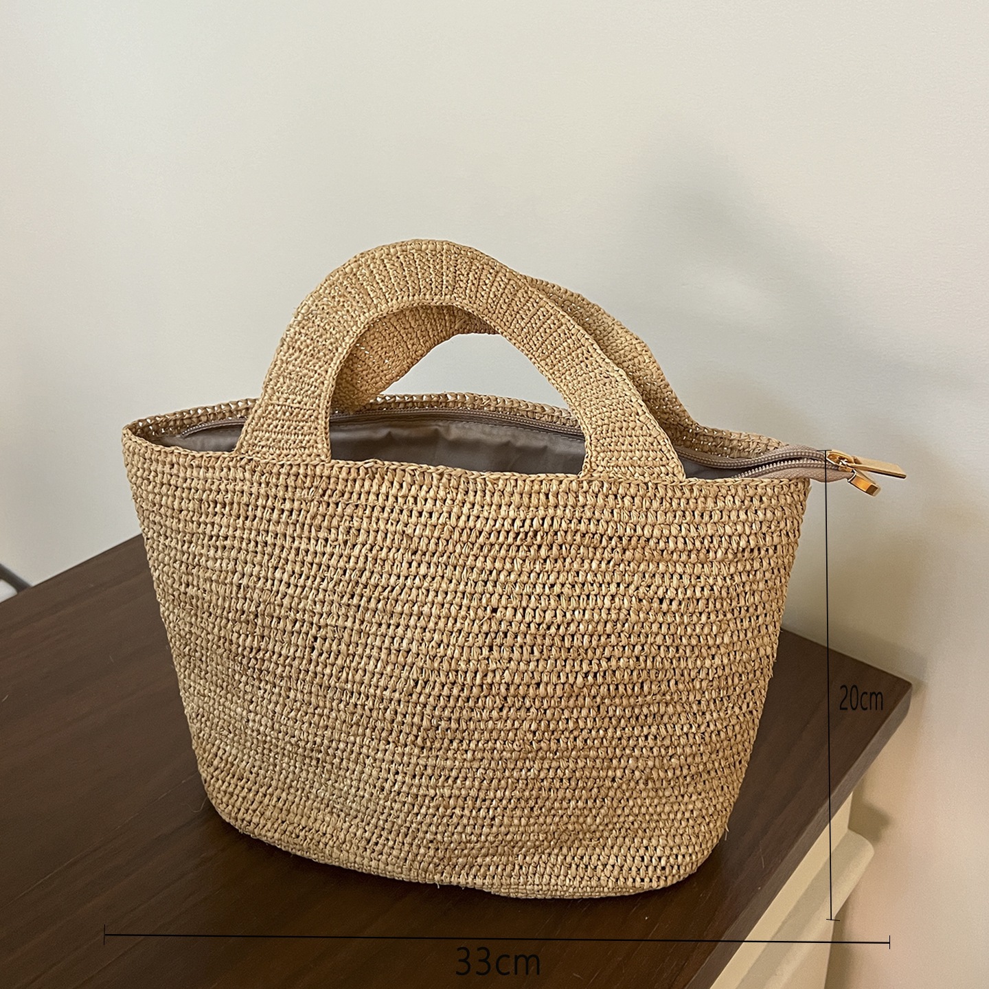 Women's Raffia Woven Bag - Summer Beach Vacation Style Shoulder Handbag, Korean Style Straw Bag - Thumbnail 7