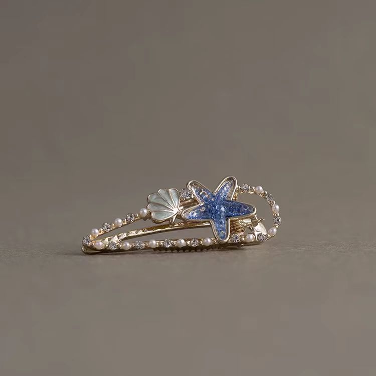 Search for the Sea and Dream of Cute, Sweet and Cool Starfish Hairpins, Fairy-Like High-End Side Bangs, Versatile Hairpins and Hair Accessories for Women