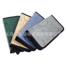 跨境专供地图纹80片CD盒防水耐磨CD收纳包便携手提车载家用厂现货