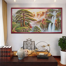新中式辦公室高檔裝飾油畫 實木噴漆名家手繪掛畫 客廳山水風景畫