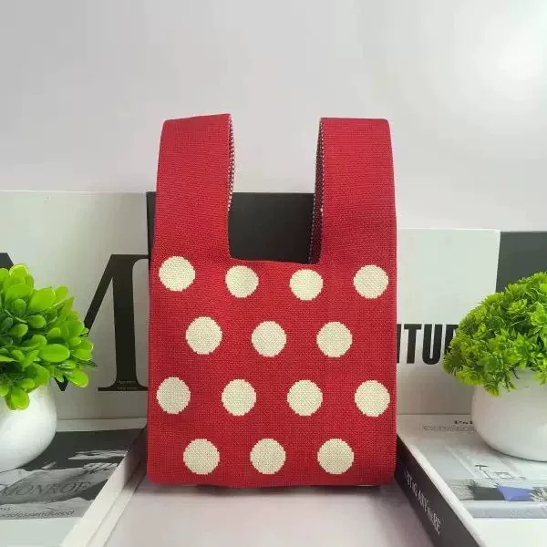Low-Priced Bulk Sales Teacher's Day Bags, Knitted Handbags, Woven Gift Bags, Heart-Shaped Tulip Lightweight Tote Bags