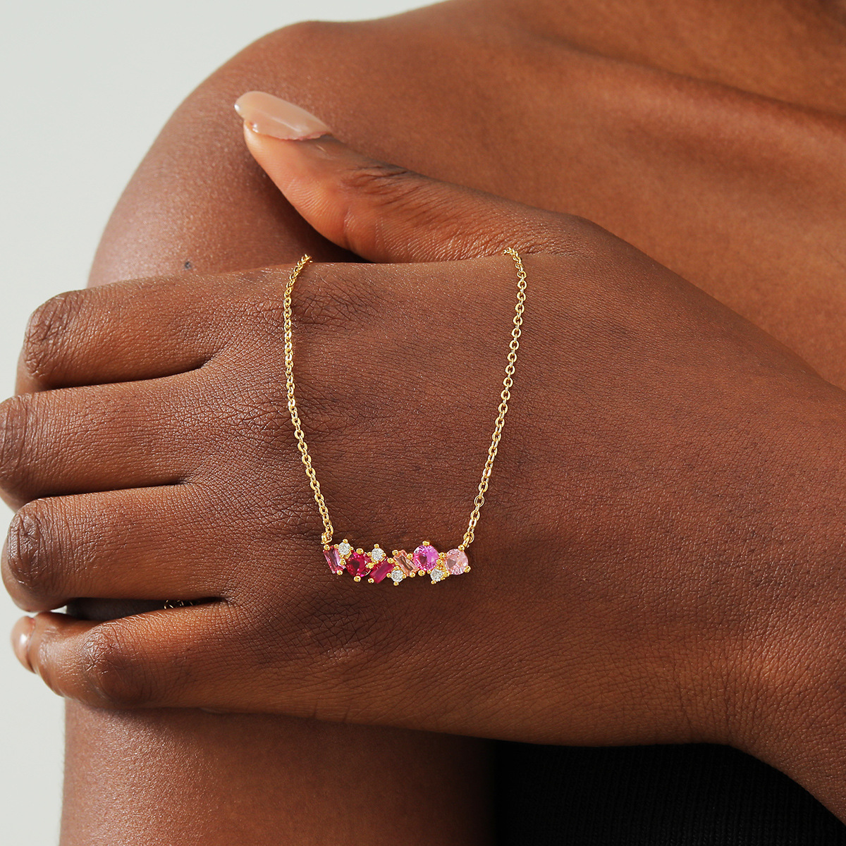 Fashion Geometric Copper Necklace Inlay Zircon Copper Necklaces 1 Piece