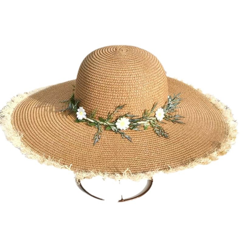 Women Wide Brim Straw Sun Hat For Summer Beach Vacation Travel_voghion.com