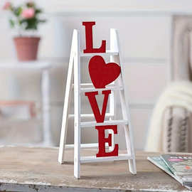 Valentine Ladder Tabletop Decoration 情人节木质爱心梯子装饰