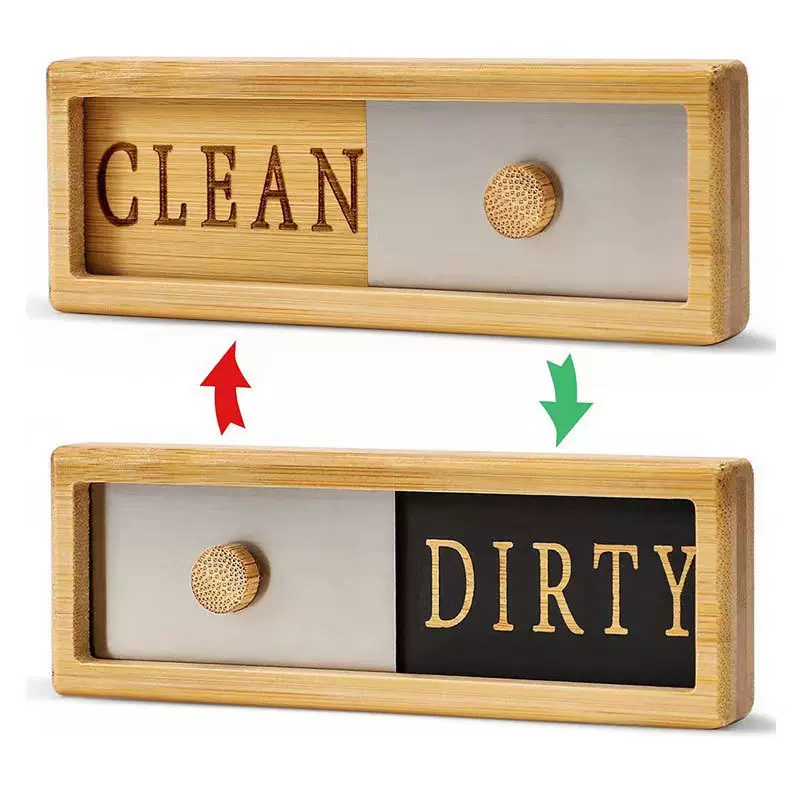 亚马逊竹木洗碗机磁铁滑动木质工艺品清洁木质标牌指示牌标志牌