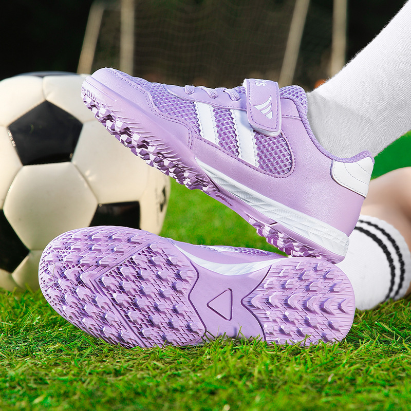 Professional women's football shoes purple broken nails TF kids primary school children non-slip girls training shoes for girls