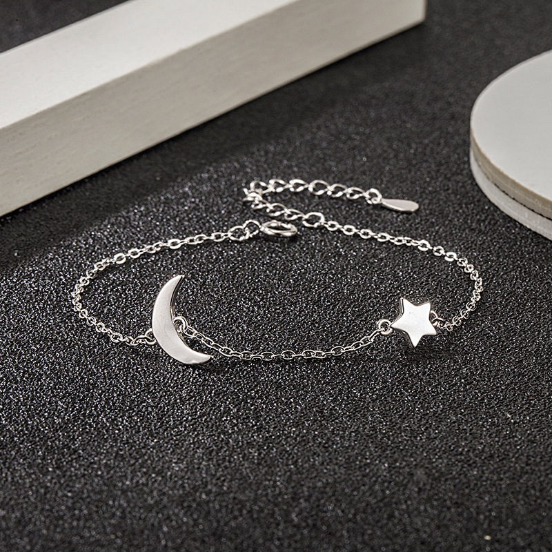 South Korea designer jewelry minimalist star Moon bracelet S925 sterling silver simple INS cold style hand jewelry wholesale