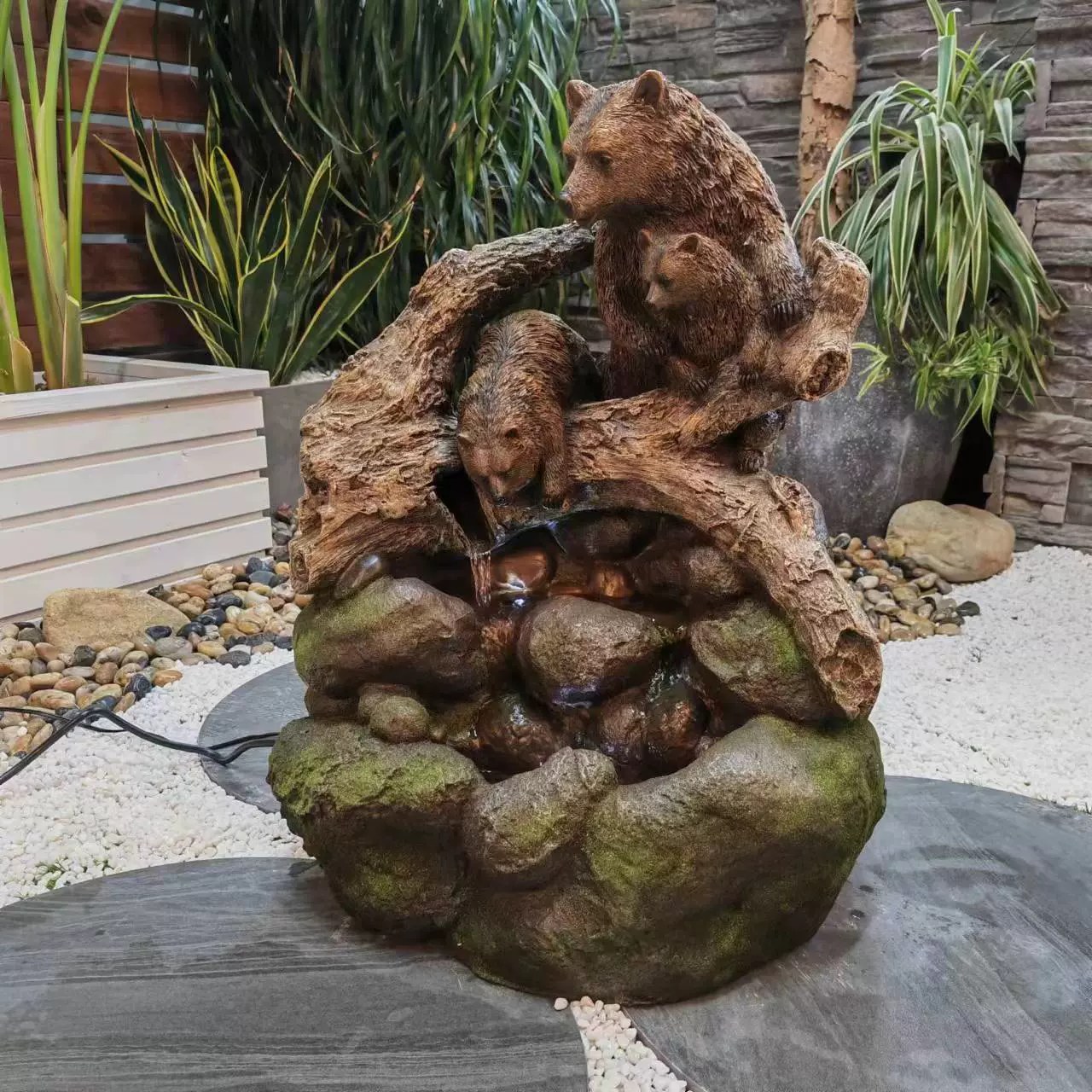 跨境专卖树脂动物流水花园喷泉摆设民宿花园摆件源头工厂直销亚马