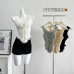 2023蕾絲針織吊帶背心女夏2023新款外穿短款上衣