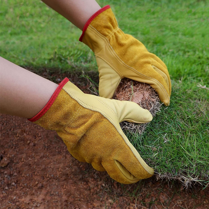 Guantes de equitación guantes de protección laboral transpirable antideslizante resistente al desgaste protección del sitio de construcción trabajo guantes de soldador de piel de vaca guantes de piel de vaca