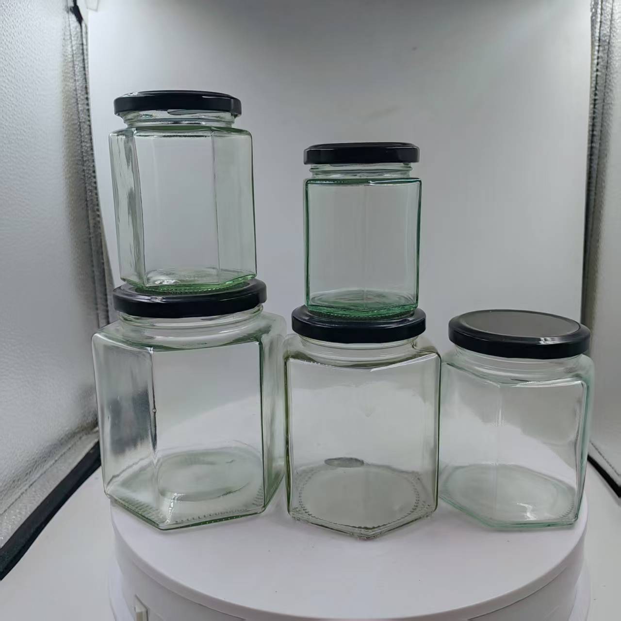方形 六棱 蜂蜜瓶糖果瓶辣椒酱瓶果酱罐酱菜瓶 密封罐 食品分装瓶