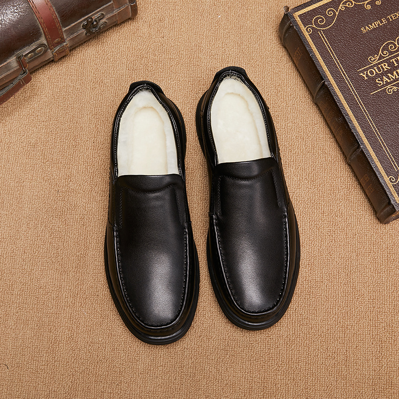 Scarpe casual invernali da uomo in vera lana morbida e pelle, calde e comode_voghion.com