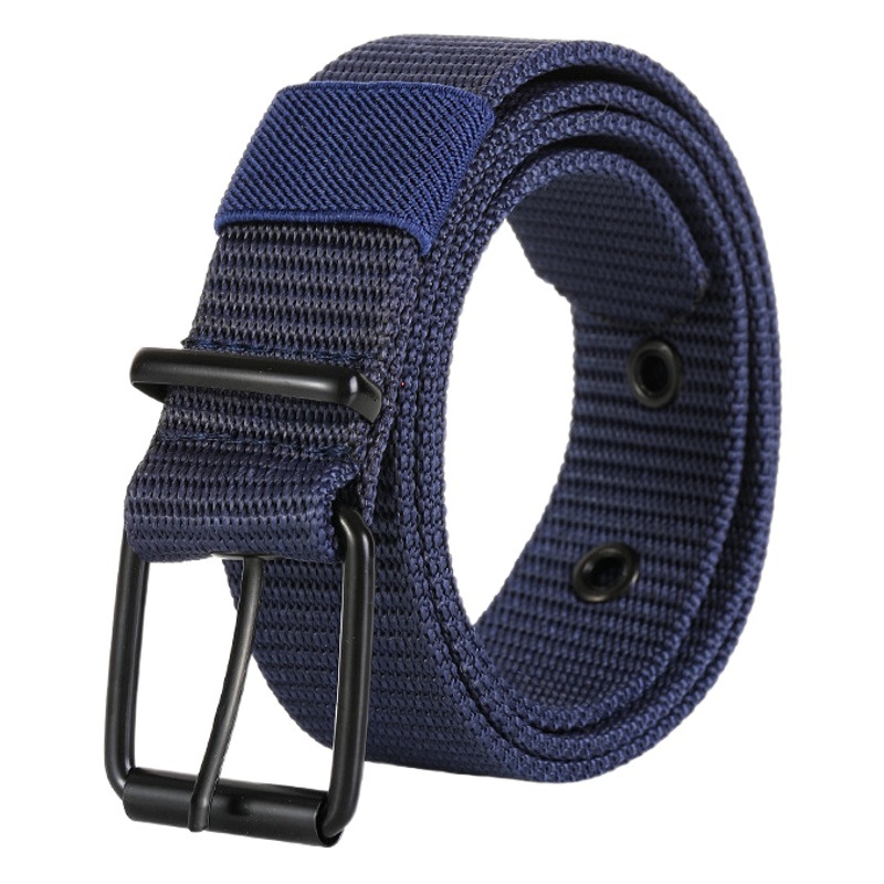 Cinturón poroso de lona para hombres y mujeres pin hebilla cinturón estudiante juvenil estilo coreano pantalones vaqueros versátiles con cinturón de entrenamiento militar