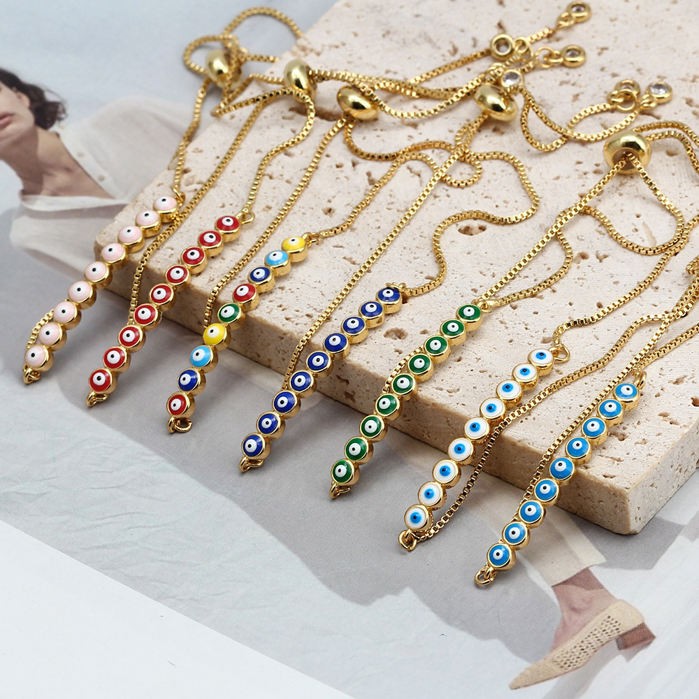 Simple Style Devilu0027S Eye Copper Enamel Bracelets 1 Piece