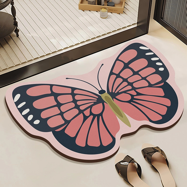 Cute Butterfly Irregular Bathroom Non-Slip Mat Toilet Bathroom Absorbent Mat Toilet Door Mat Diatom Mud Soft Mat Cute Butterfly Irregular Bathroom Non-Slip Mat Toilet Bathroom Absorbent Mat Toilet Door Mat Diatom Mud Soft Mat
