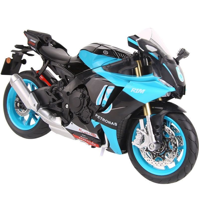 1:12 Yamaha R1 modelo de aleación de motocicleta rueda trasera amortiguador simulación modelo de aleación decoración juguetes para niños