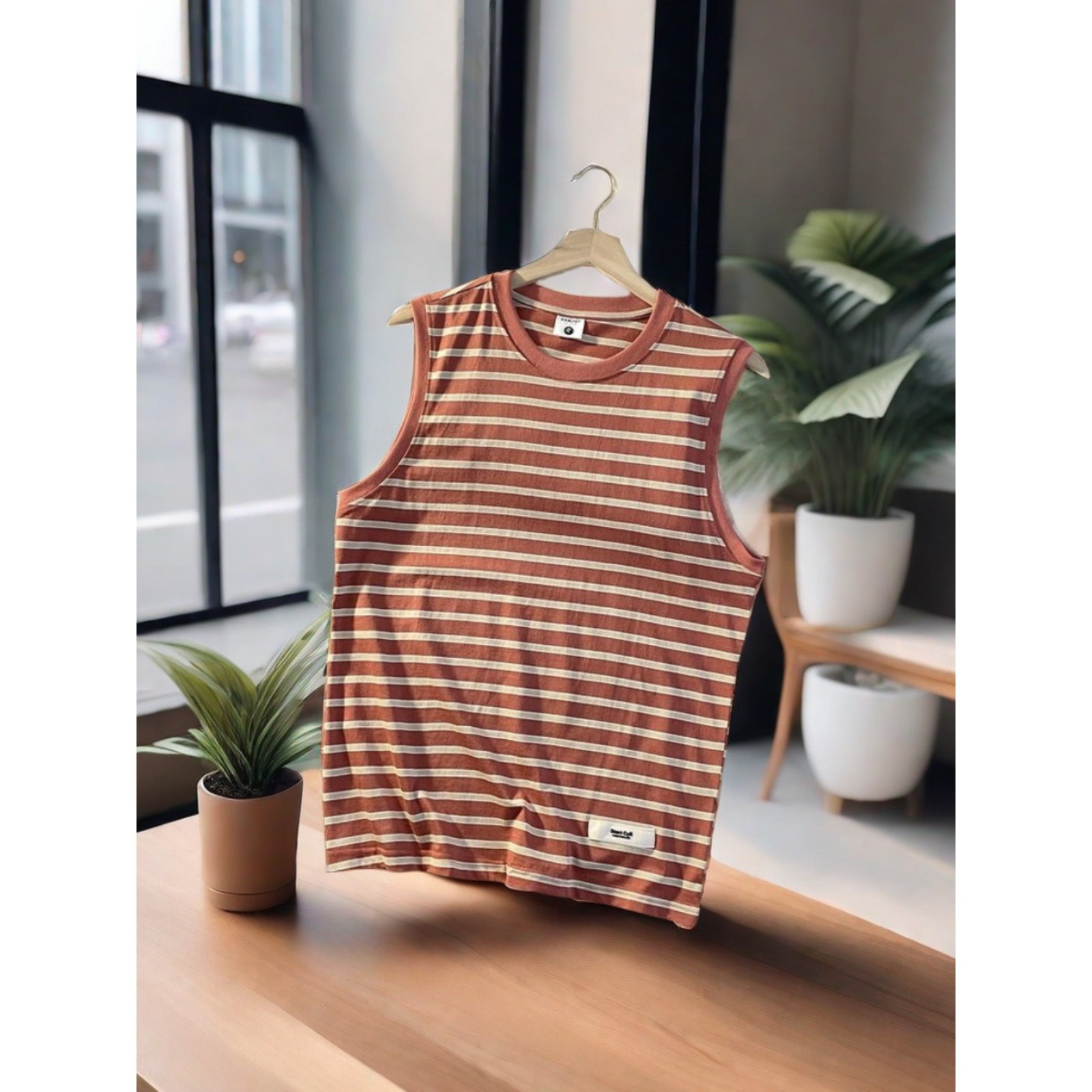 热销款批发工厂价外贸无袖条纹背心夏季新款运动居家休闲男士背心