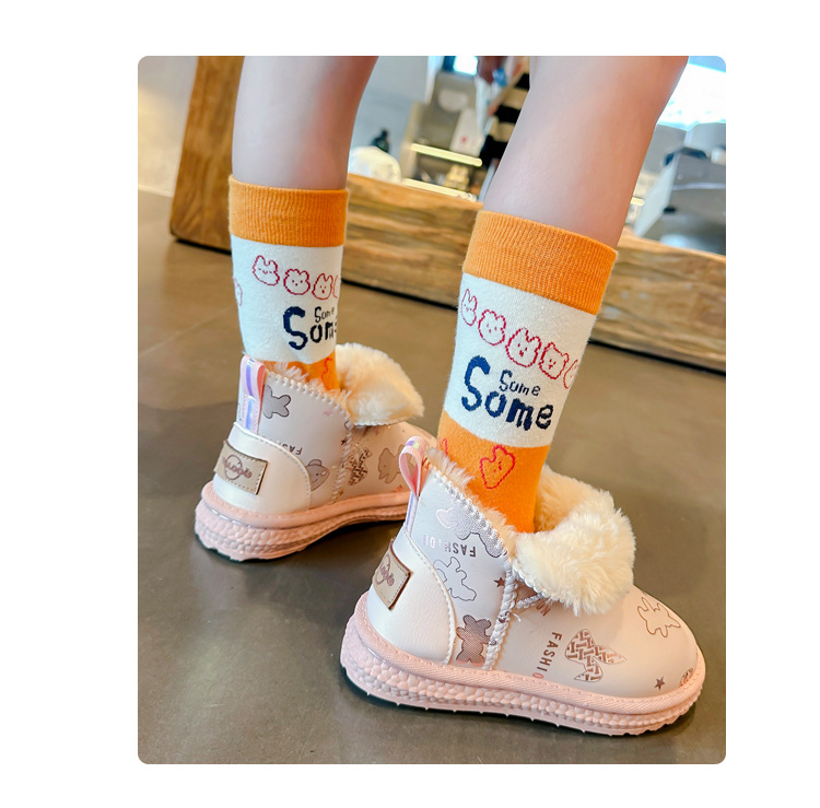 Simpatiche scarpe di cotone da ragazza 2023 nuovi stivali invernali di cotone morbidi e spessi isolanti, antiscivolo, stivali da neve per ragazzi,_voghion.com