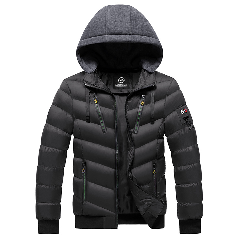 Abbigliamento da uomo in cotone imbottito giacca con cappuccio per ragazzi, spesso caldo cotone imbottito abbigliamento antivento colore abbinato giacca imbottita in cotone tempo libero marea_voghion.com