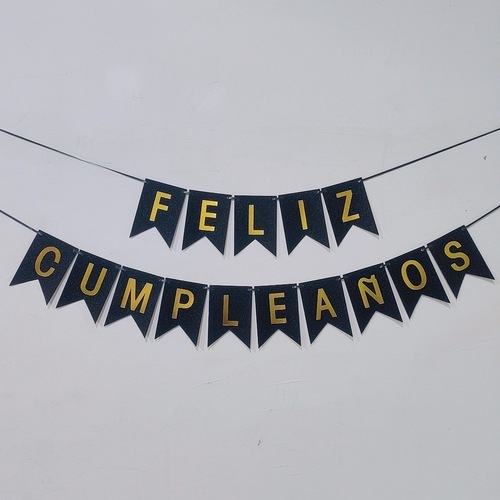 Spanish FELIZ CUMPLEANOS Glitter Letters Bronzing Birthday Flag Happy Birthday Banner Wholesale Customization