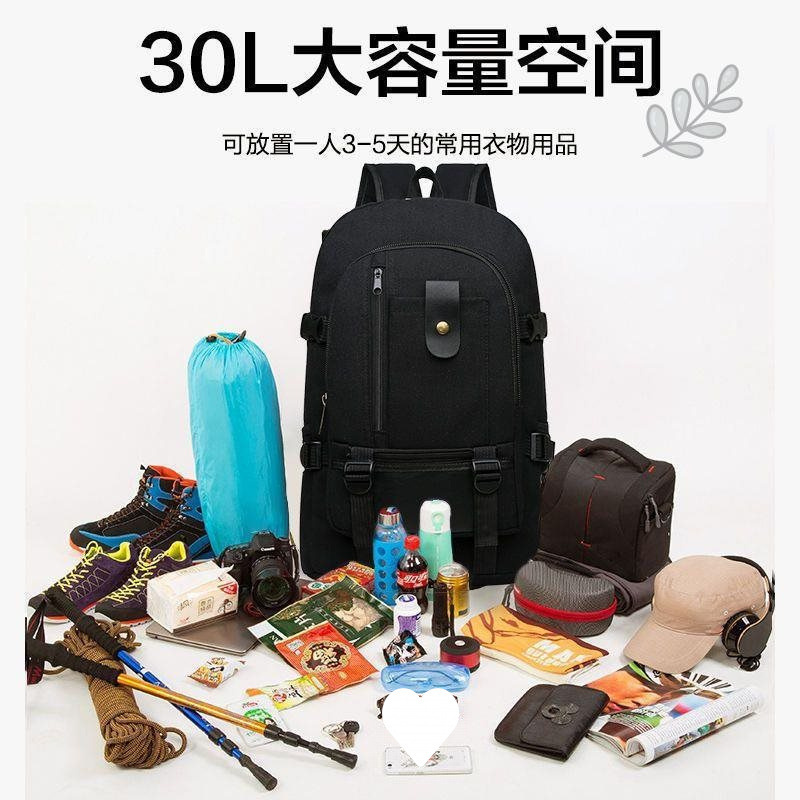 背包工地耐磨帆布男士工具双肩包大容量耐磨背包简单书包旅行包|undefined