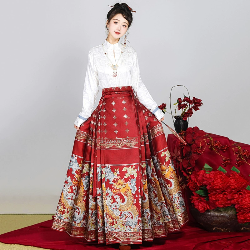 Новогодний боевой халат в китайском стиле имитация макияжа цветок платье с лошадиным лицом оригинальный Год Дракона Топ в стиле Мин воротник-стойка Новый китайский стиль Национальный Стиль Осень и зима