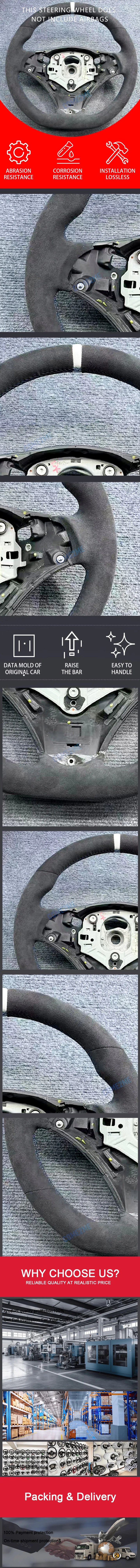 Suitable for BMW E90 E91 E92 3 Series steering wheel, white, full suede material