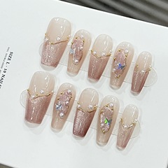 碎夢 | 純手工光療穿戴甲冰花穿戴批發成品重複使用美甲貼片